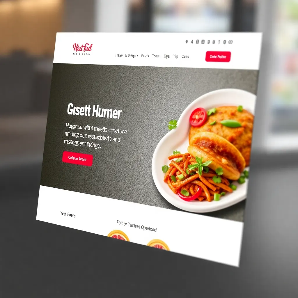 restaurant website with food menu, online ordering system, appetizing food photography